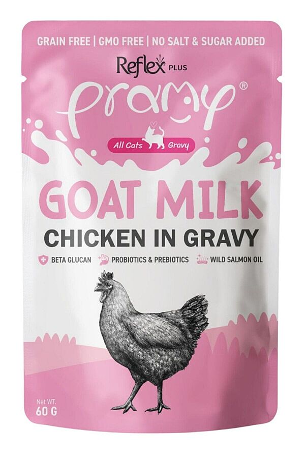 Reflex Plus Pramy Goat Milk Sos İçerisinde Keçi Sütlü ve Tavuklu Kedi Konservesi 60gr - 1