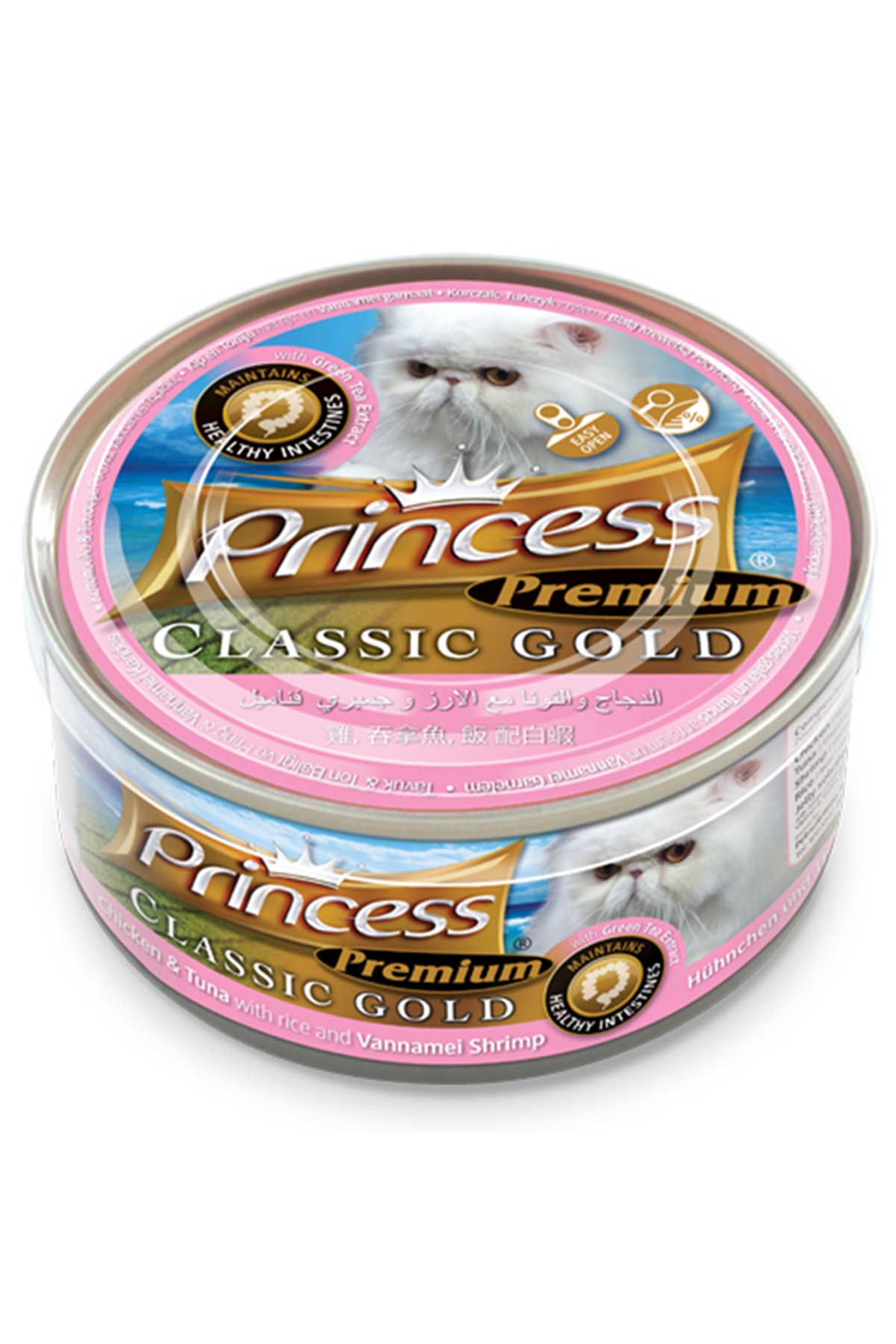Princess Classic Gold Tavuklu Ton Balıklı Pirinçli ve Beyaz Karidesli Yetişkin Kedi Konservesi 170gr Princess Classic Gold Tavuklu Ton Balıklı Pirinçli ve Beyaz Karidesli Yetişkin Kedi Konservesi 170gr