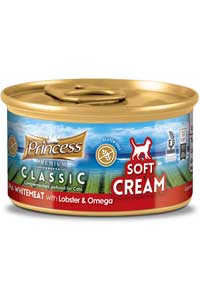 EvineMama - Princess Classic Soft Cream Omegalı Beyaz Ton Balıklı ve Istakozlu Yetişkin Kedi Sıvı Krema 50gr