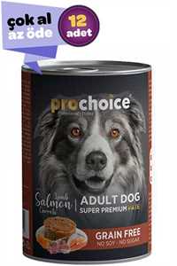 ProChoice Kuzu Etli ve Somonlu Havuçlu Ezme Yetişkin Köpek Konservesi 12x400gr (12li)