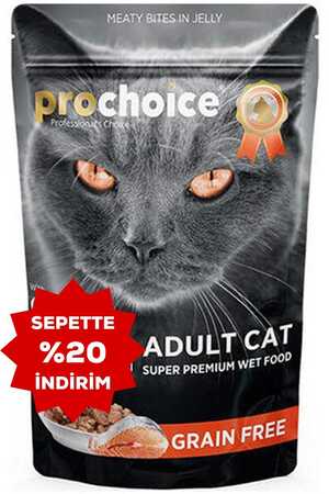 ProChoice Pouch Tahılsız Somonlu ve Ciğerli Tahılsız Yetişkin Kedi Konservesi 85gr - Thumbnail