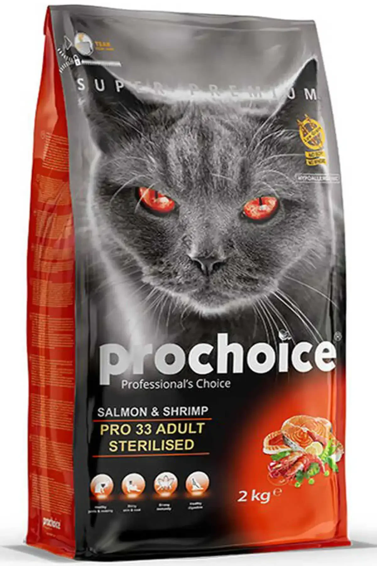 ProChoice Pro 33 Adult Somon ve Karidesli Kısırlaştırılmış Kedi Maması 2kg - Thumbnail