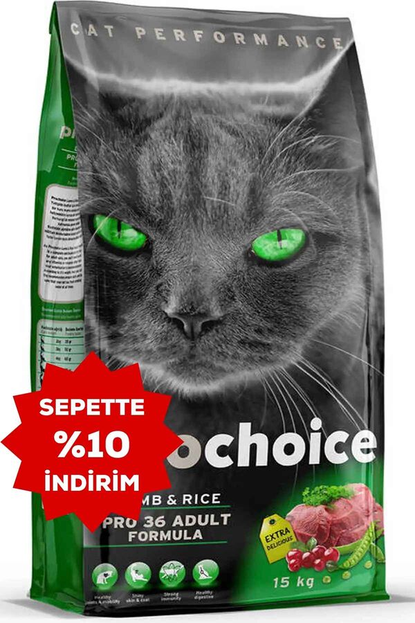 ProChoice Pro 36 Kuzu Eti ve Pirinçli Yetişkin Kedi Maması 15kg