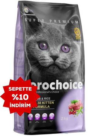 PRO CHOICE - ProChoice Pro 38 Kitten Kuzu Eti ve Pirinçli Yavru Kedi Maması 2kg