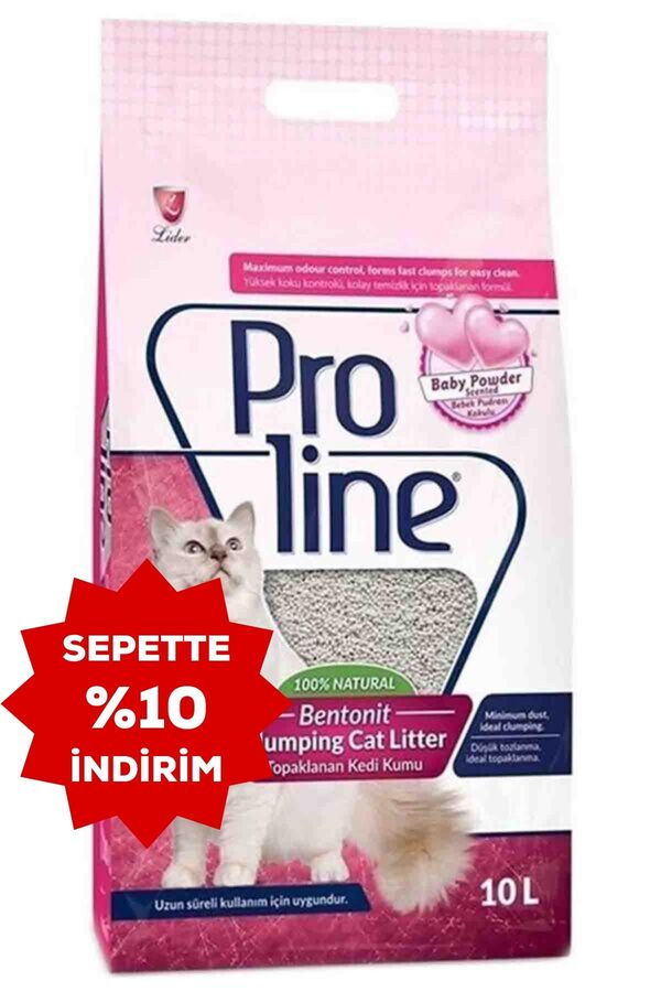 Proline Bebek Pudrası Kokulu Bentonit Kalın Taneli Kedi Kumu 10lt