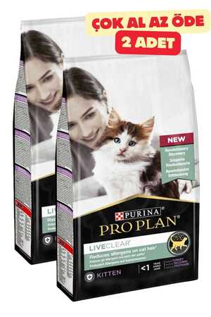 Pro Plan LiveClear Alerjen Azaltan Hindili Yavru Kedi Maması 2'li Paket (1,4kg+1,4kg) - Thumbnail