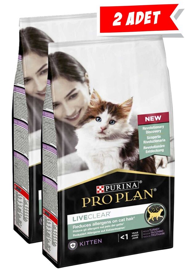 Pro Plan LiveClear Alerjen Azaltan Hindili Yavru Kedi Maması 2'li Paket (1,4kg+1,4kg)