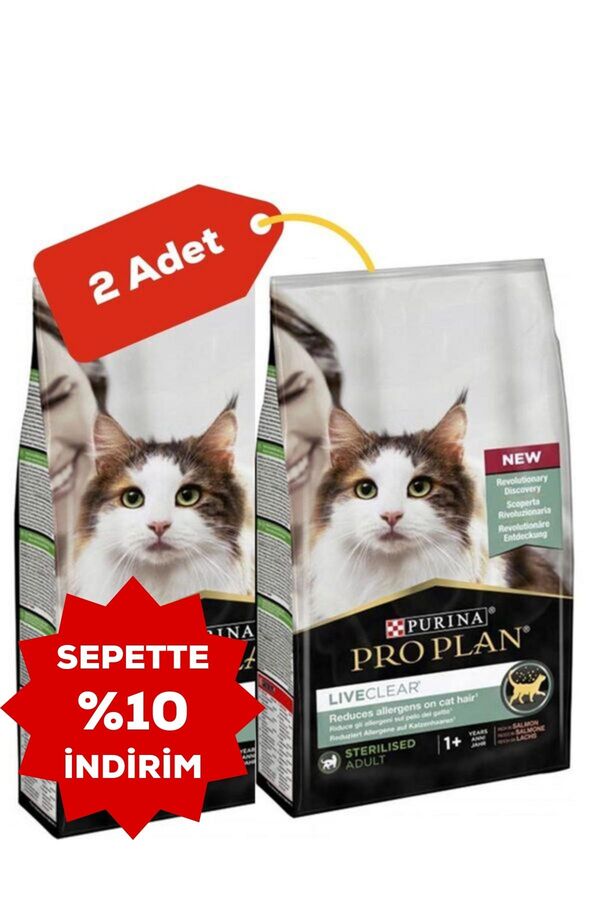 Pro Plan LiveClear Alerjen Azaltan Somonlu Kısırlaştırılmış Kedi Maması 2'li Paket (1,4kg+1,4kg)