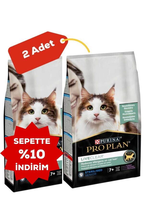 Pro Plan Liveclear Hindili Kısırlaştırılmış Yaşlı Kedi Maması 2'li Paket (1,4kg+1,4kg)