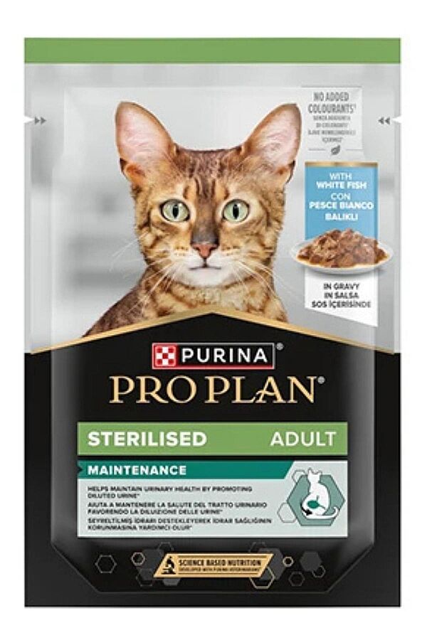 Pro Plan Sos İçerisinde Pouch Beyaz Balıklı Kısırlaştırılmış Kedi Konservesi 85gr - 1