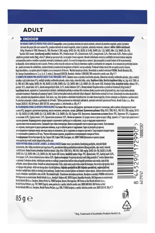 ProPlan Pouch Indoor Sos İçinde Somonlu Yetişkin Kedi Konservesi 85gr