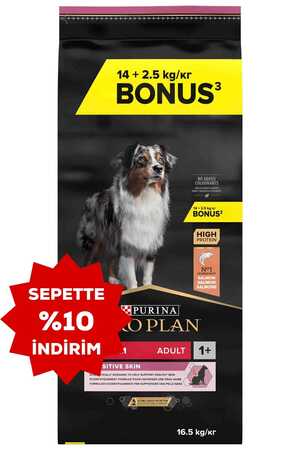 Pro Plan Somonlu Orta Irk Hassas Derili Yetişkin Köpek Maması 14kg + 2,5kg