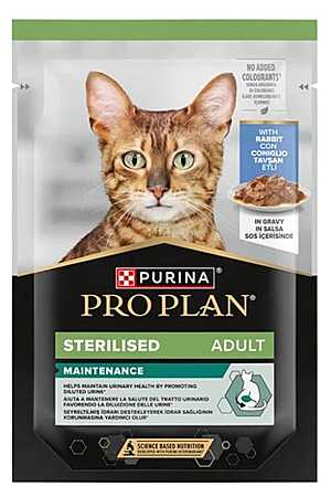 Pro Plan Sos İçerisinde Pouch Tavşanlı Kısırlaştırılmış Kedi Konservesi 85gr