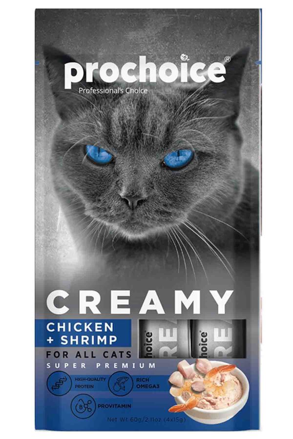 Prochoice Creamy Tavuklu ve Karidesli Krema Kedi Ödül Maması 4x15gr