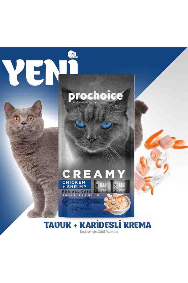 Prochoice Creamy Tavuklu ve Karidesli Krema Kedi Ödül Maması 4x15gr