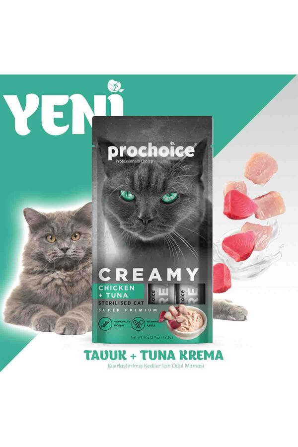 Prochoice Creamy Ton Balığı ve Tavuklu Krema Kedi Ödül Maması 4x15gr