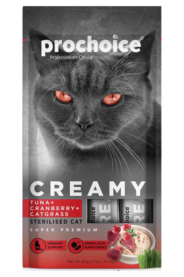 Prochoice Creamy Ton Balığı ve Kızılcıklı Krema Kedi Ödül Maması 4x15gr