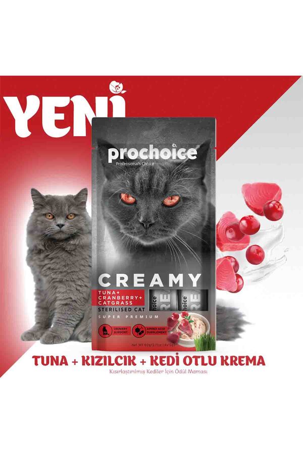 Prochoice Creamy Ton Balığı ve Kızılcıklı Krema Kedi Ödül Maması 4x15gr