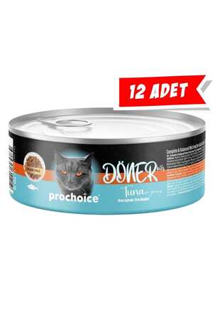 PRO CHOICE - Prochoice Döner Sos İçinde Ton Balıklı Tam ve Dengeli Yetişkin Kedi Maması 12x70gr 12'li