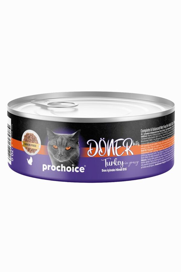Prochoice Döner Sos İçinde Hindi Etli Tam ve Dengeli Yetişkin Kedi Konservesi 70gr