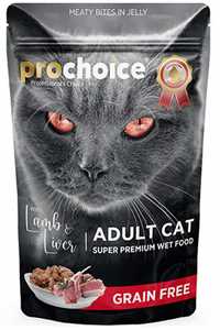 ProChoice Pouch Kuzu ve Ciğerli Tahılsız Yetişkin Kedi Konservesi 85gr - Thumbnail (1)