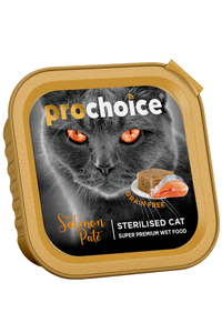 PRO CHOICE - ProChoice Somonlu Tahılsız Ezme Kısırlaştırılmış Kedi Konservesi 100gr PRO CHOICE - ProChoice Somonlu Tahılsız Ezme Kısırlaştırılmış Kedi Konservesi 100gr