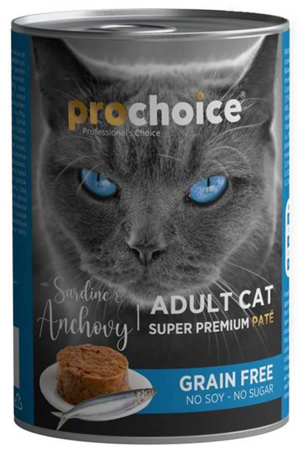 ProChoice Sardalya ve Hamsi Etli Tahılsız Ezme Yetişkin Kedi Konservesi 400gr ProChoice Sardalya ve Hamsi Etli Tahılsız Ezme Yetişkin Kedi Konservesi 400gr