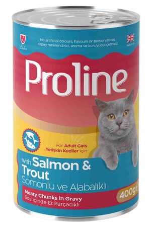 PROLINE - Proline Somonlu ve Alabalıklı Yetişkin Kedi Konservesi 400gr PROLINE - Proline Somonlu ve Alabalıklı Yetişkin Kedi Konservesi 400gr