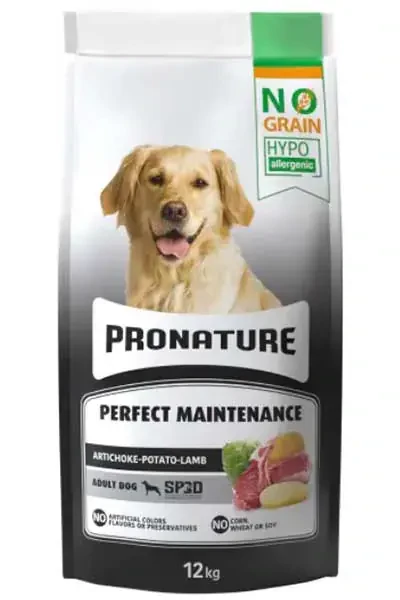PRONATURE - Pronature Hipoalerjenik Tahılsız Kuzu Eti Enginar ve Patatesli Yetişkin Köpek Maması 12kg