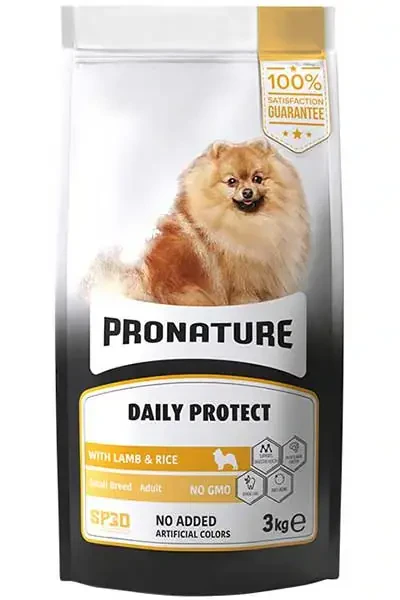 PRONATURE - Pronature Daily Protect Kuzu Eti ve Pirinçli Küçük Irk Yetişkin Köpek Maması 3kg