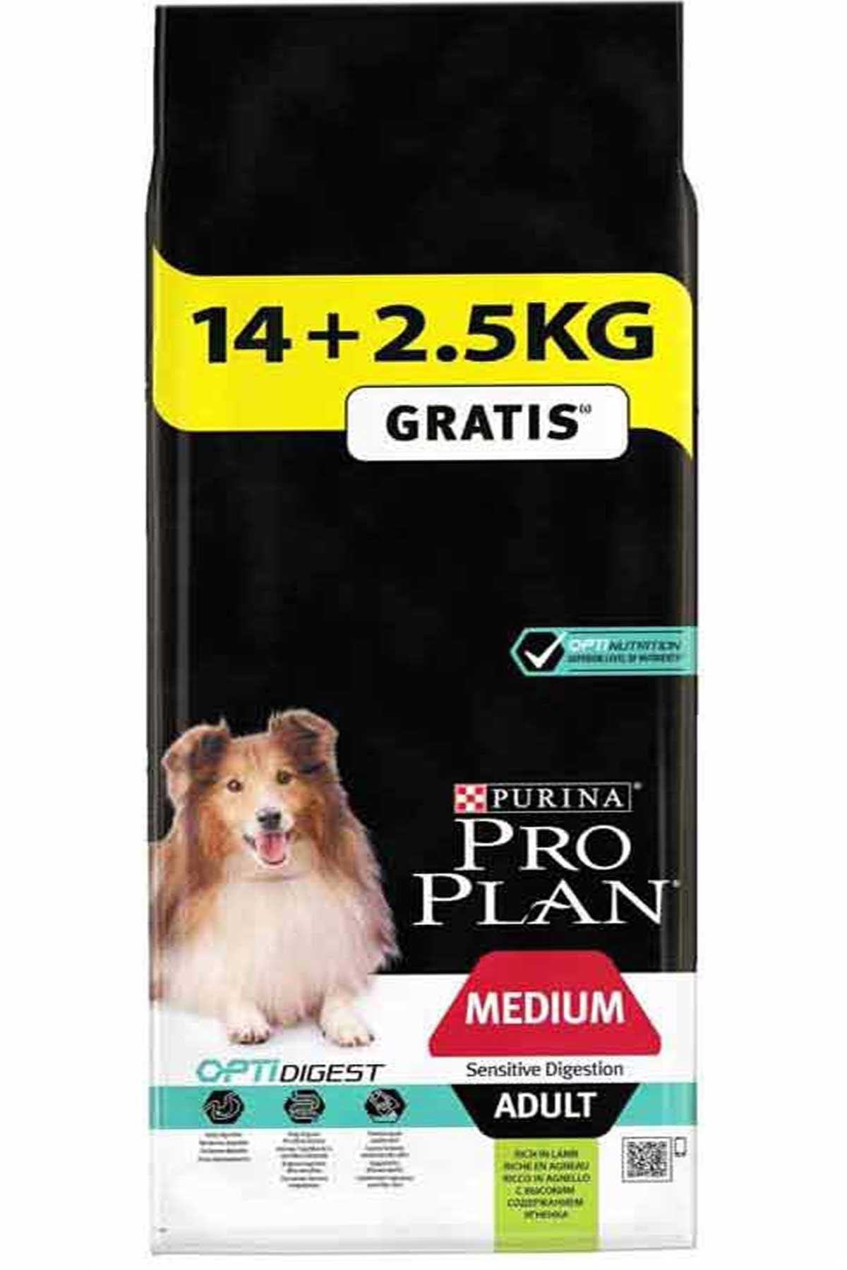 Pro Plan Kuzu Etli Orta Irk Yetişkin Köpek Maması 14kg +2,5kg