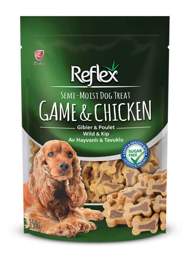 Reflex Av Hayvanlı ve Tavuklu Köpek Ödül Maması 150gr Reflex Av Hayvanlı ve Tavuklu Köpek Ödül Maması 150gr