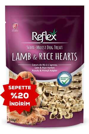 Reflex Kuzulu ve Pirinçli Mini Kalpli Yarı Yumuşak Köpek Ödül Maması 150gr - Thumbnail