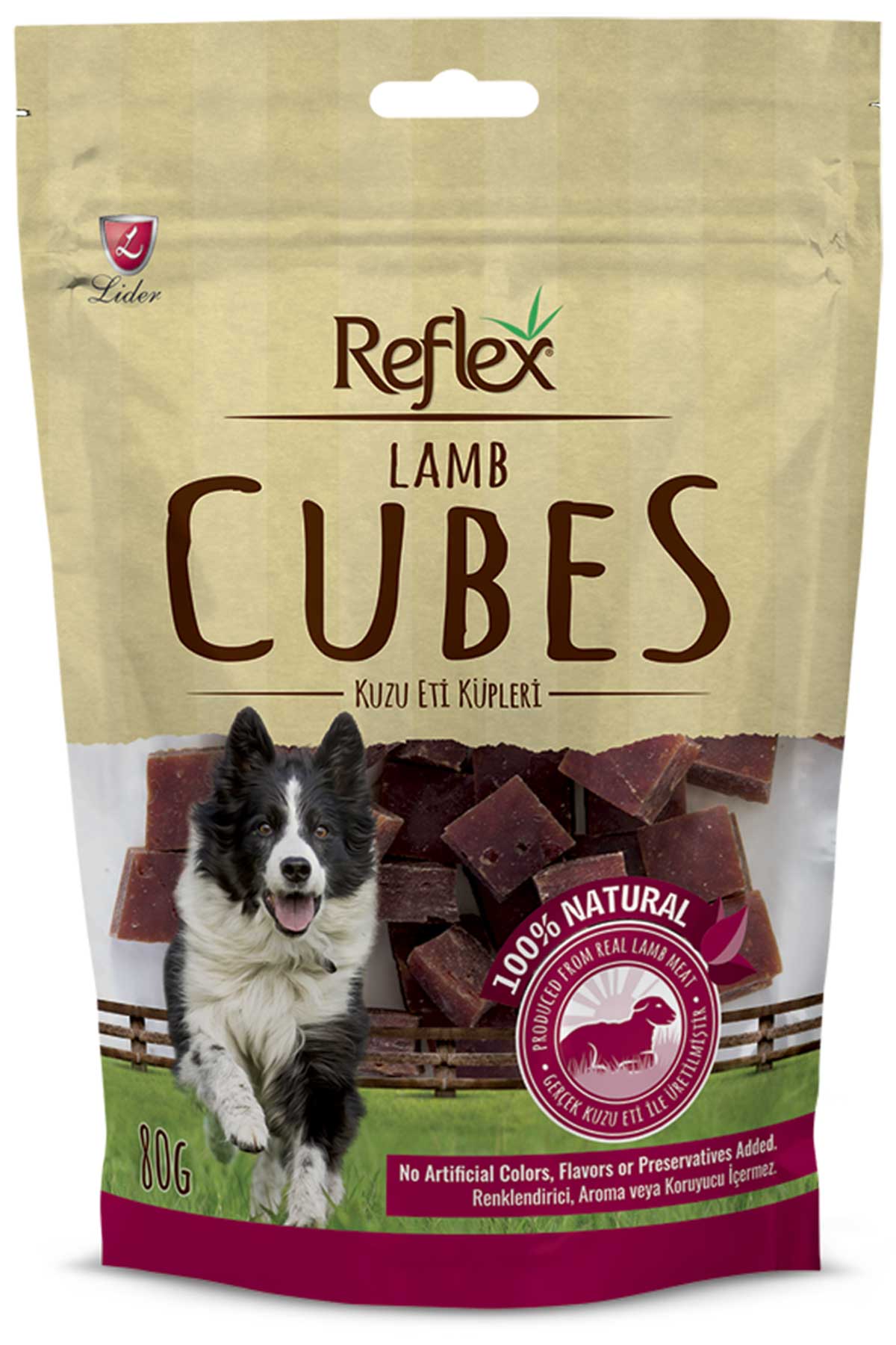 Reflex Kuzu Etli Küp Köpek Ödülü 80gr Reflex Kuzu Etli Küp Köpek Ödülü 80gr