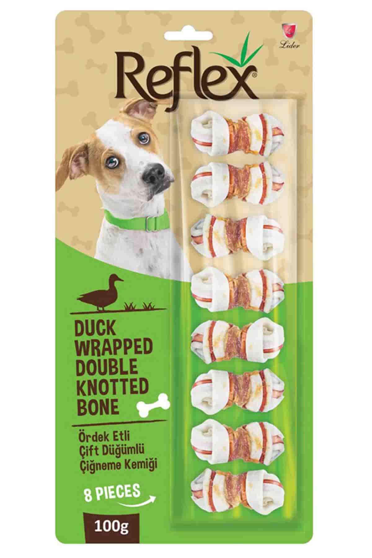Reflex Ördek Etli Çift Düğümlü Köpek Ödül Kemiği 100gr 8li