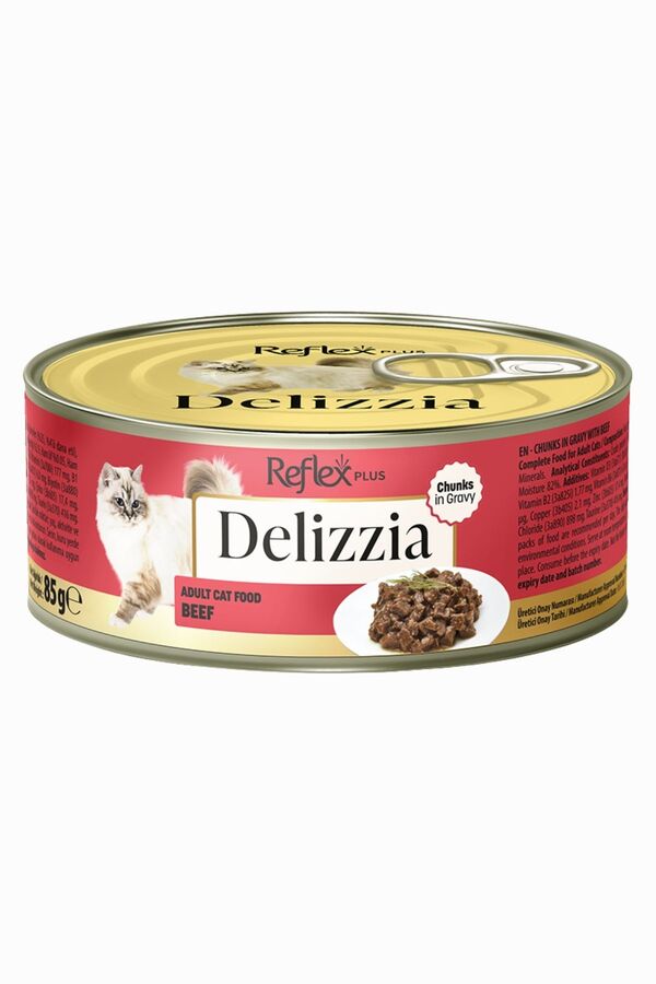 Reflex Plus Delizzia Sos İçinde Parça Etli Dana Etli Yetişkin Kedi Konservesi 85gr