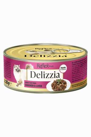 REFLEX - Reflex Plus Delizzia Sos İçinde Parça Etli Tavuklu ve Ciğerli Yetişkin Kedi Konservesi 85gr