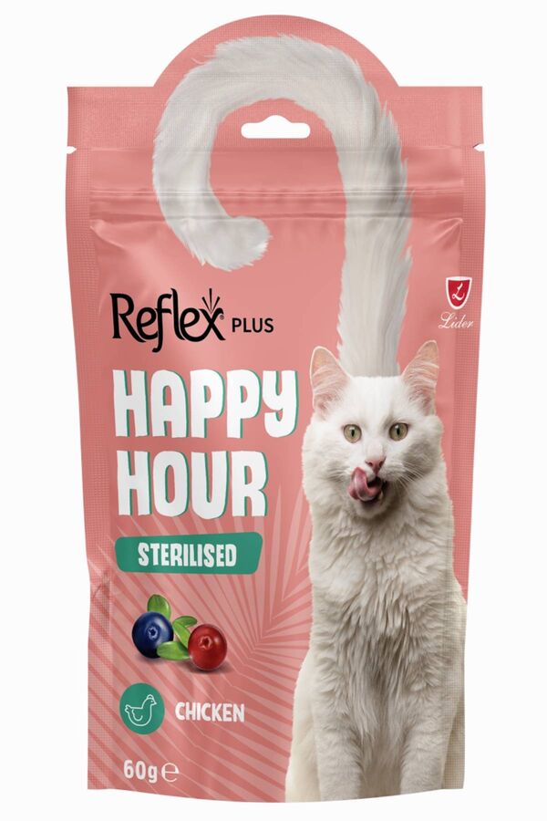 Reflex Plus Happy Hour Tavuklu Yaban Mersinli ve Kızılcıklı Kısırlaştırılmış Kedi Ödül Maması 60gr