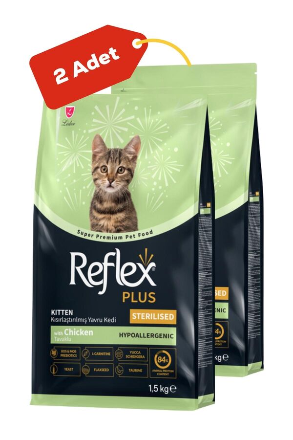 Reflex Plus Kısırlaştırılmış 38/18 Tavuklu Yavru Kedi Maması 2x1,5kg