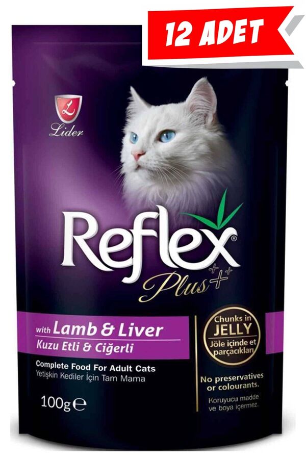 Reflex Plus Kuzu Eti ve Ciğerli Kedi Konservesi 12x100gr 12li