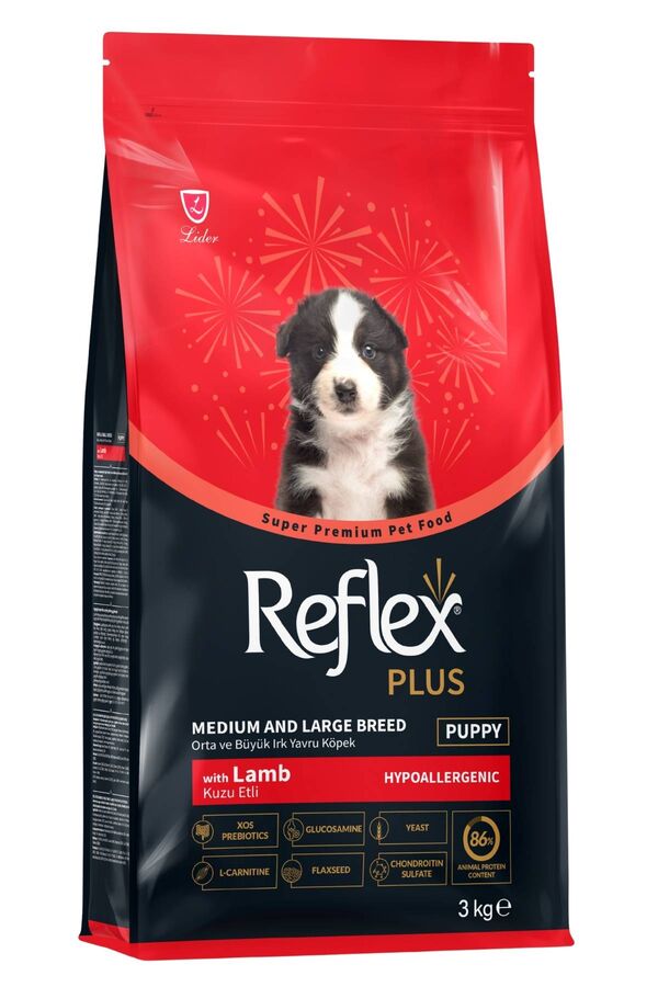 Reflex Plus Kuzu Eti ve Pirinçli Orta ve Büyük Irk Yavru Köpek Maması 3kg