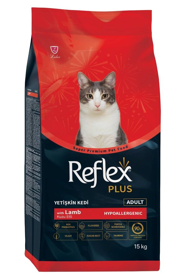 Reflex Plus Kuzu Eti ve Pirinçli Yetişkin Kedi Maması 15kg