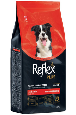 REFLEX - Reflex Plus Kuzu Etli Orta Ve Büyük Irk Yetişkin Köpek Maması 12kg.