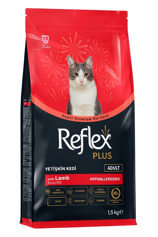 Reflex Plus Kuzu Eti ve Pirinçli Yetişkin Kedi Maması 1,5kg