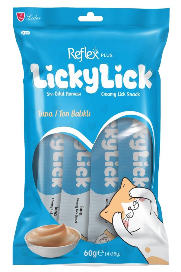 Reflex Plus Lickylick Ton Balıklı Sıvı Ödül Maması 4x15gr