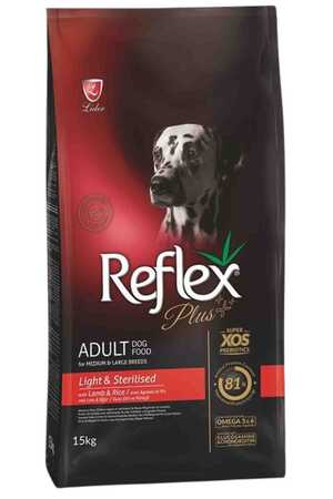 Reflex Plus Light Tüm Irklar için Kuzu Etli ve Pirinçli Kısırlaştırılmış Köpek Maması 15kg - Thumbnail