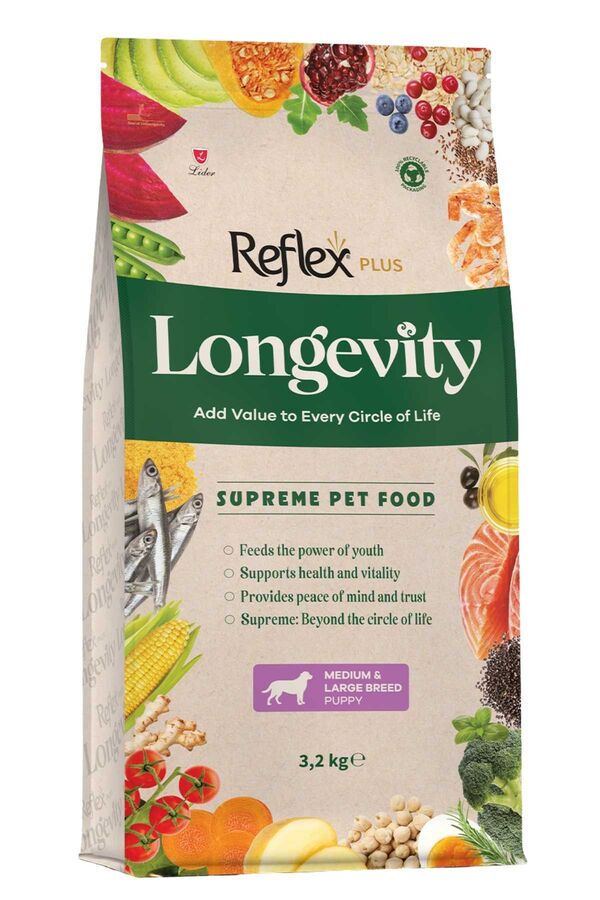 Reflex Plus Longevity Hipoalerjenik Orta ve Büyük Irk Yavru Köpek Maması 3.2kg - 1