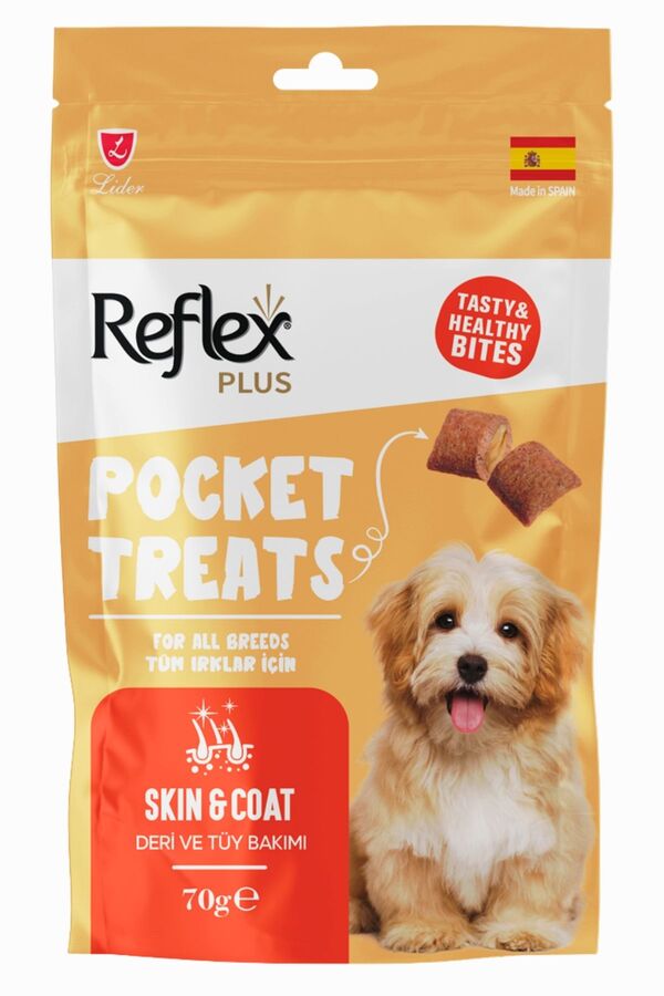Reflex Plus Pocket Treats Deri ve Tüy Sağlığı İçin Köpek Ödül Maması 70gr