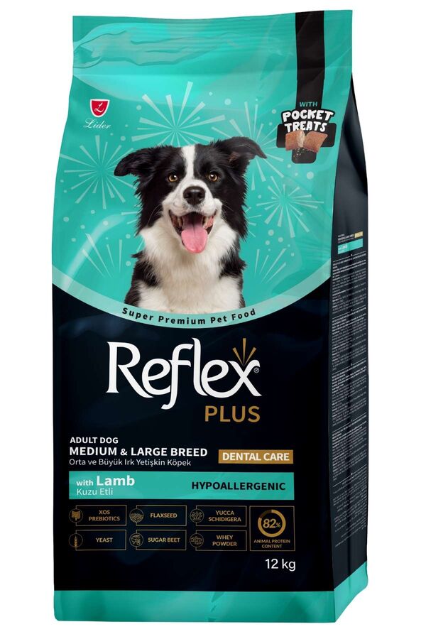 Reflex Plus Dental Care Kuzulu Orta ve Büyük Irk Yetişkin Köpek Maması 12kg - 1