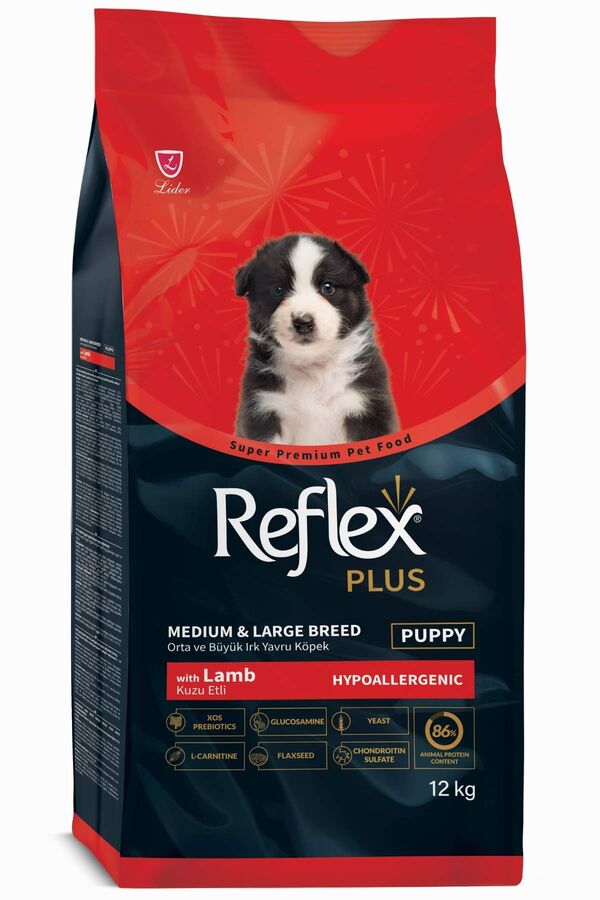 Reflex Plus Puppy Kuzulu Orta ve Büyük Irk Yavru Köpek Maması 12kg - 1